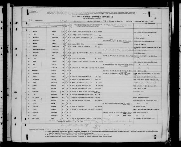 Listes des passagers de Ellis Island et autres listes de New York, 1820-1857, sur MyHeritage (cliquez pour agrandir).