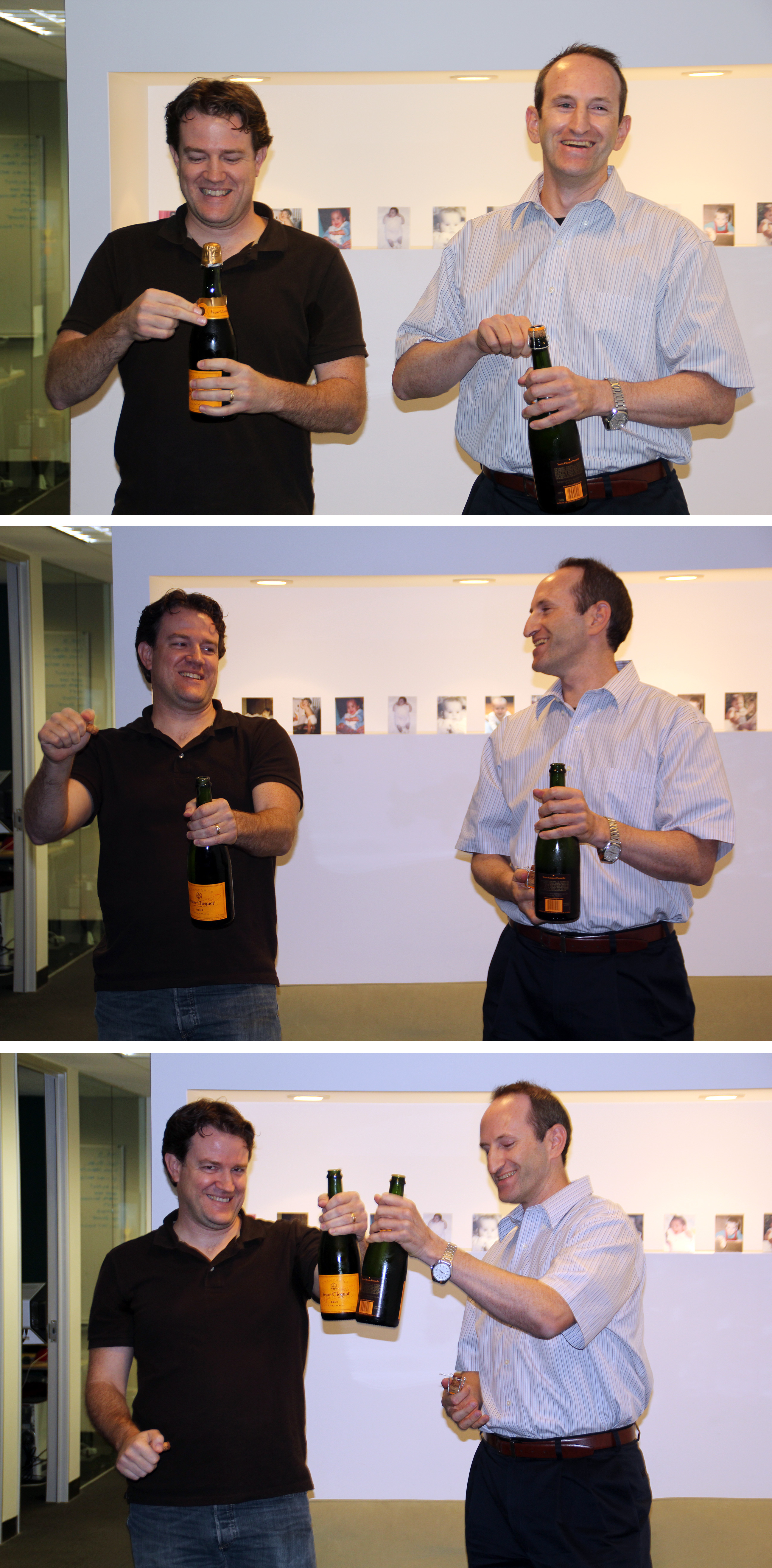 Le PDG de Geni.com, Noah Tutak (à gauche) célébrant avec le PDG de MyHeritage, Gilad Japhet (à droite)