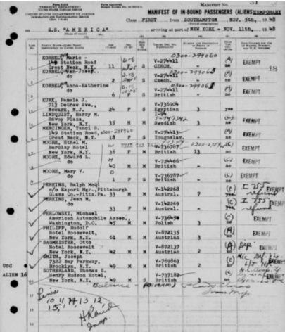 Ellis Island et autres listes de passagers de New York, 1820-1957 – Marie Jana Korbelová, SuperSearch de MyHeritage.