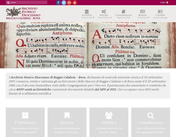 Le site des archives historiques diocésaines de Reggio Calabria-Bova