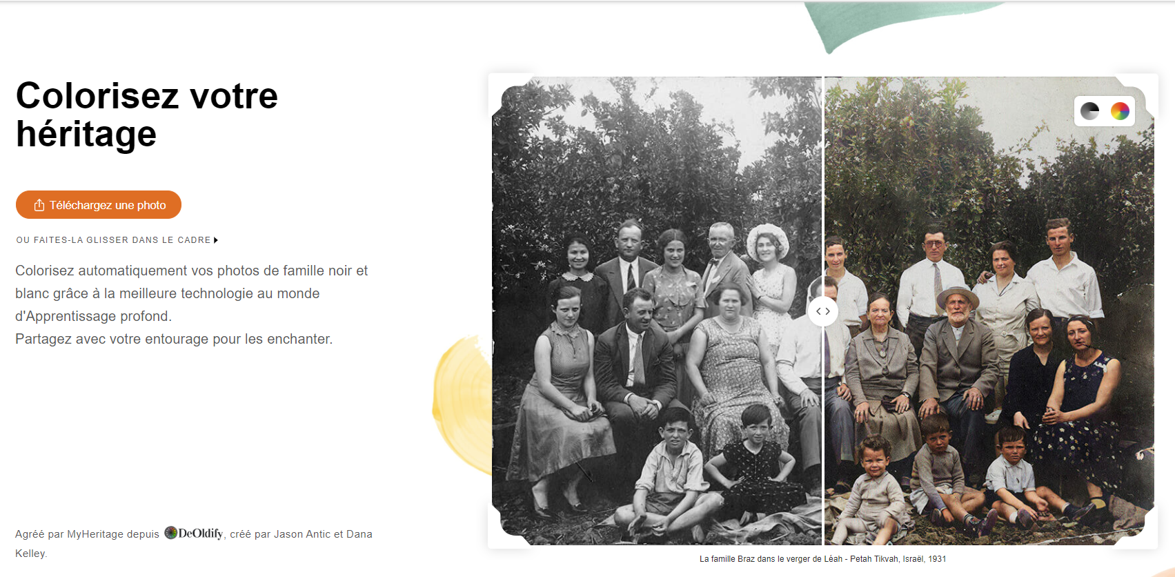 Page principale de MyHeritage In Color™