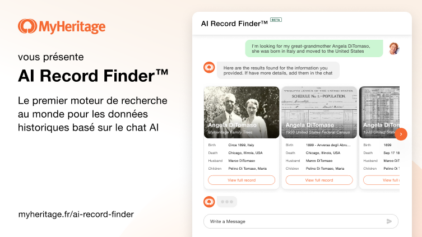 Présentation d’AI Record Finder™, le tout premier moteur de recherche de données historiques au monde basé sur l’IA conversationnelle.