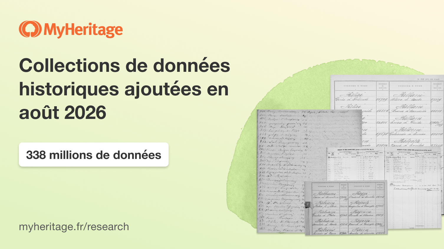 MyHeritage publie 338 millions de données historiques en août 2026
