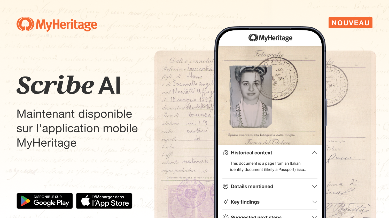 Scribe AI est désormais disponible sur l&rsquo;application mobile MyHeritage
