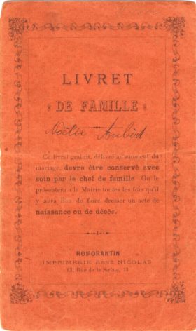 Livret de famille de 1910.