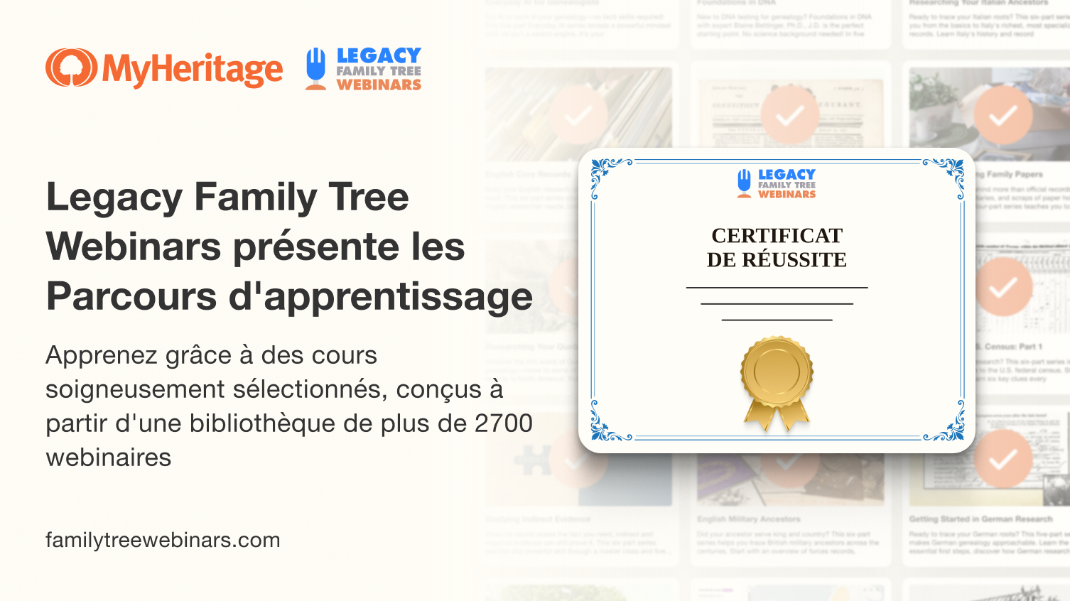Legacy Family Tree Webinars présente les Parcours d&rsquo;apprentissage
