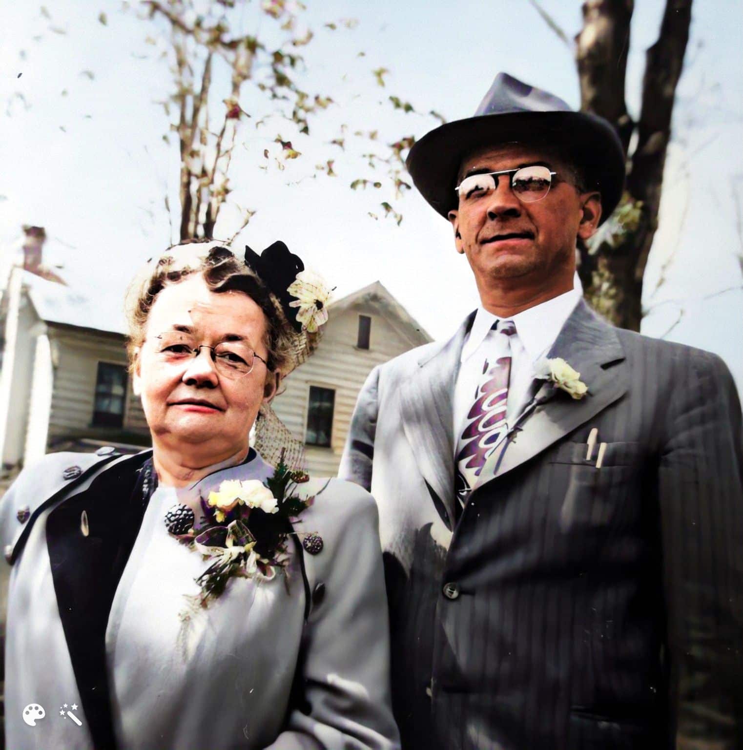 Lillian et Norman Stevens, les parents de Paul, William et Donald Stevens. Photo améliorée par MyHeritage.