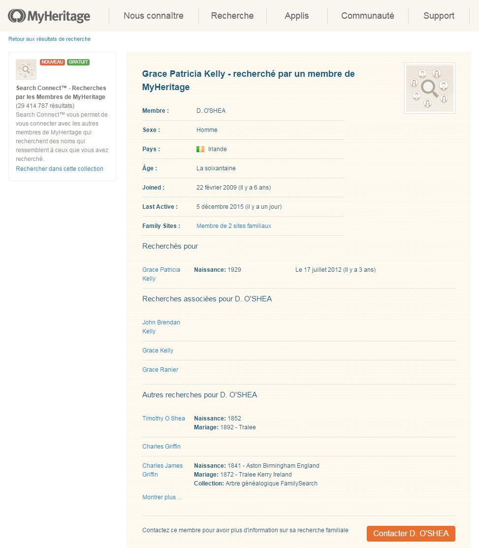 Un résultat de Search Connect™